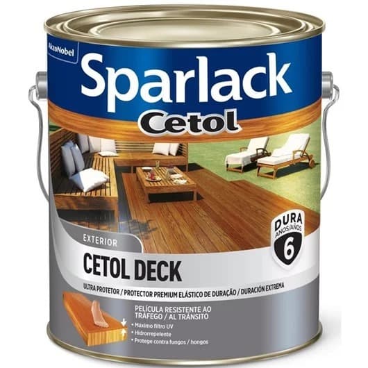 Verniz Semibrilho Cetol Deck Sparlack Natural 3,6L Para Proteção De Madeiras Externas