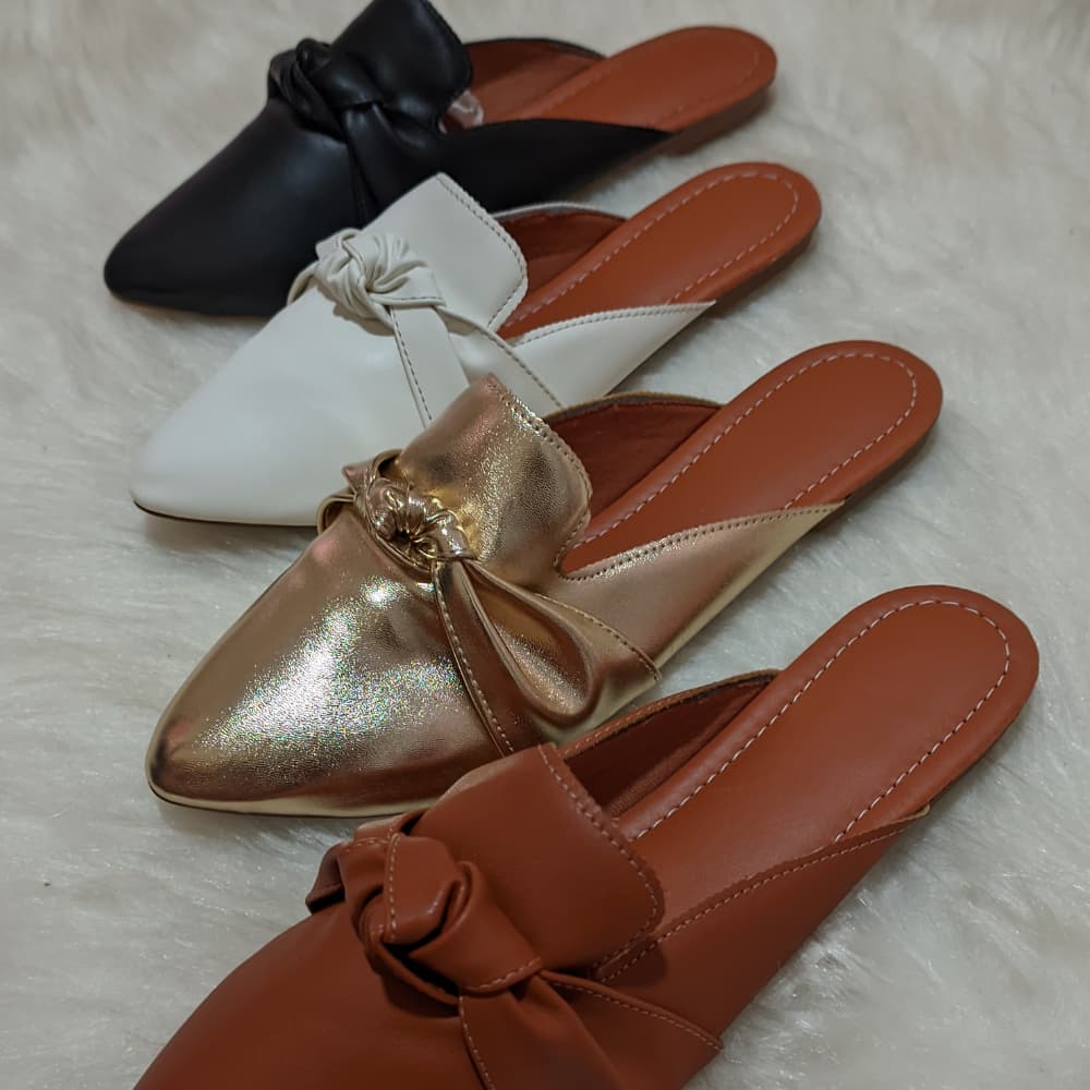 Mule Feminino  mule mocassim Bico Fino Sapatilha ............laço nozão..............