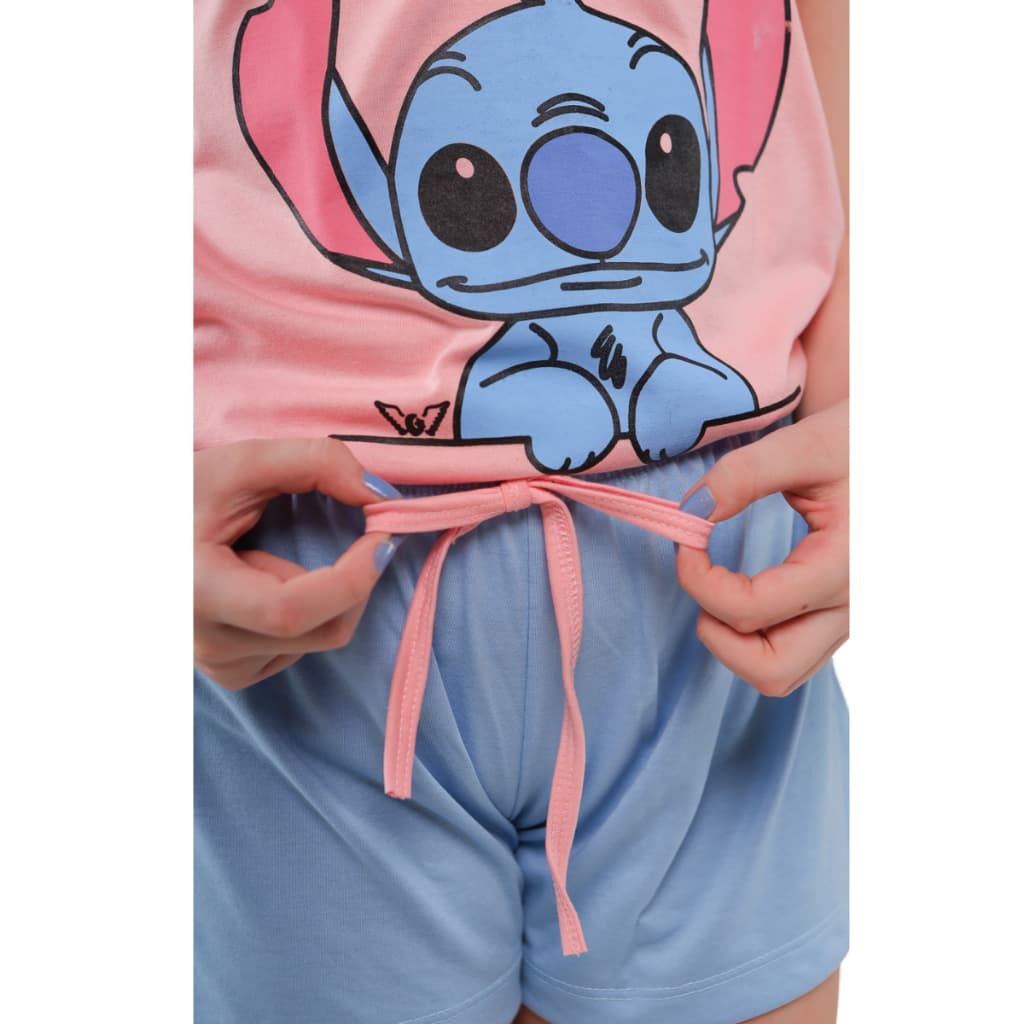Pijama Baby Doll Infantil e Juvenil Stitch Brilha No Escuro