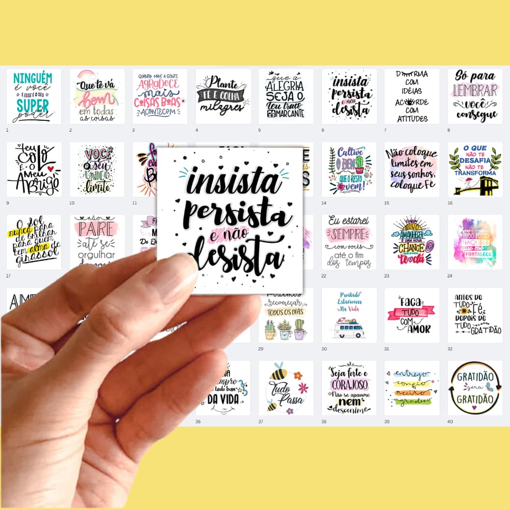 100 Tags com Frases Motivacionais 5x5cm