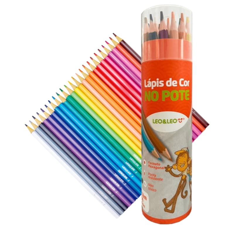 Lápis De Cor 24 Cores No Pote Ou Caixa Lapis De Cor Sextavado Leo Leo