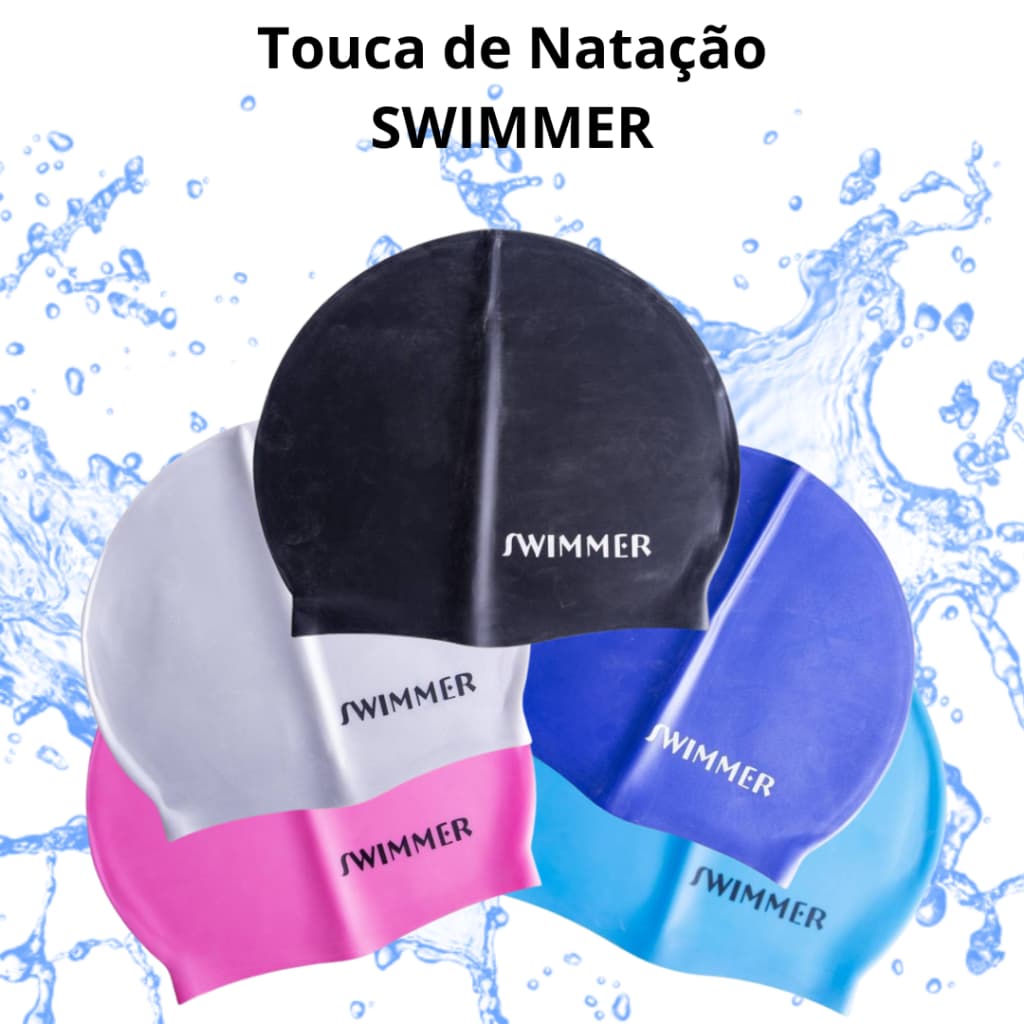 Touca para Natação de Silicone Impermeável Swimmer Lisa Adulta Juvenil