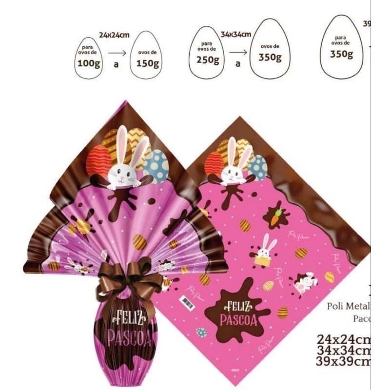 25 sacos para ovos de páscoa, vários tamanhos e cores.