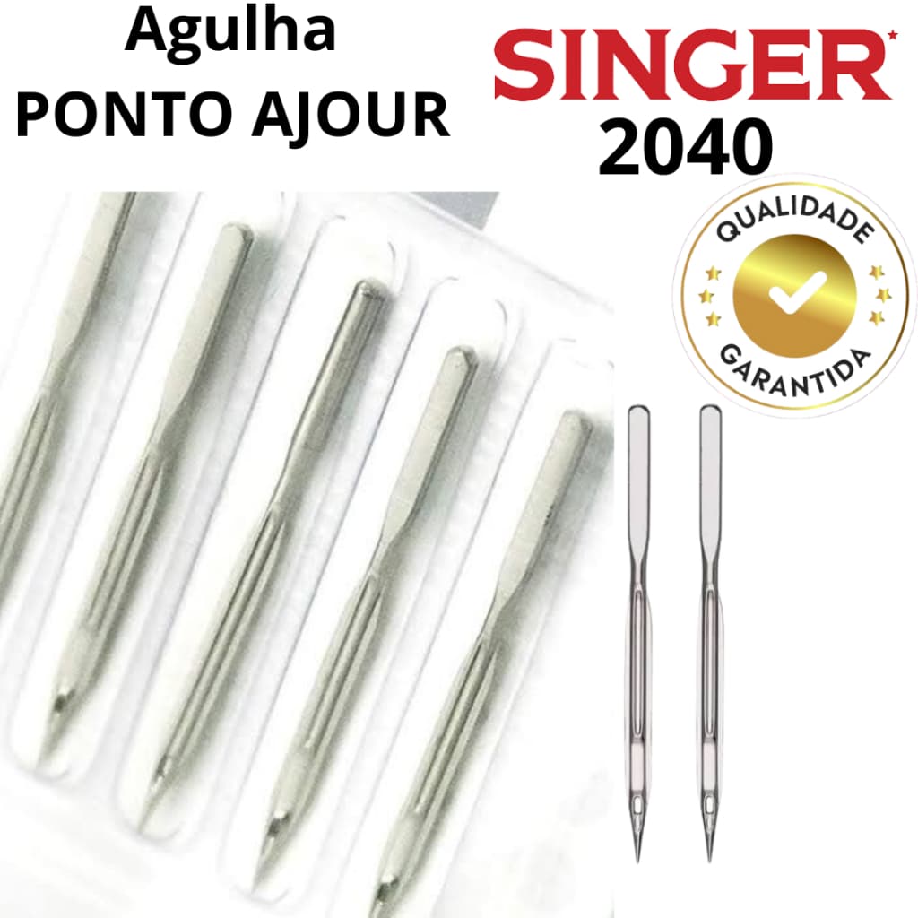 2 Agulhas Asa Ponto Ajour Máquina Costura Singer 2040 Originais