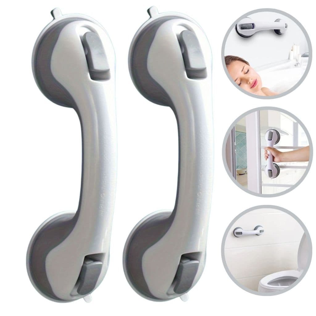 Kit 2 Barras de Apoio com Ventosa - Segurança para Idosos e Crianças, Banheiro Antiderrapante Branco