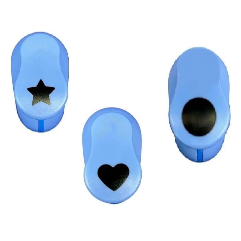 Kit 3 Cortador Perfurador Furador De Papel e E.V.A - 16mm - 1,6cm - ESTRELA - CORAÇÃO - CIRCULO