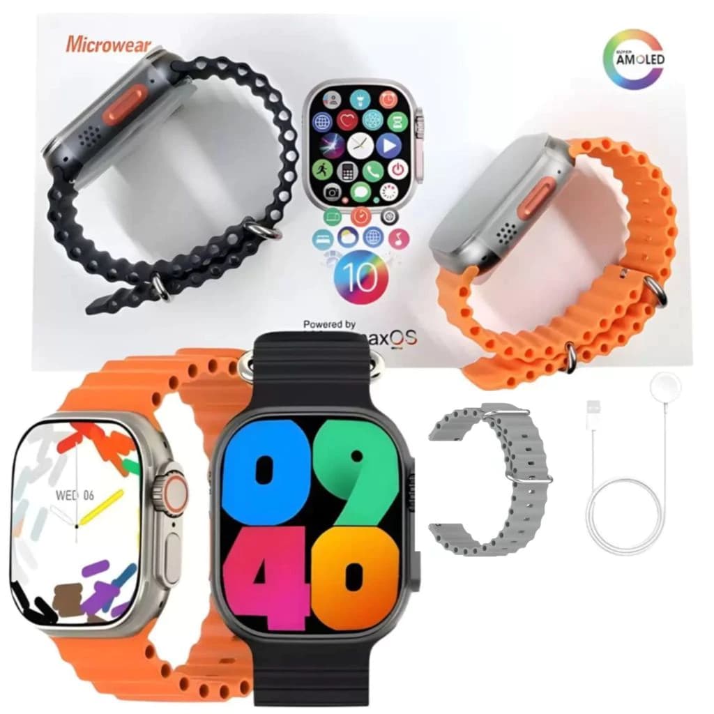 Smartwatch W69+ Plus Ultra 2024 + Pulseira + Película + Case Série10 Tela Super Amoled 2GB MicroWear