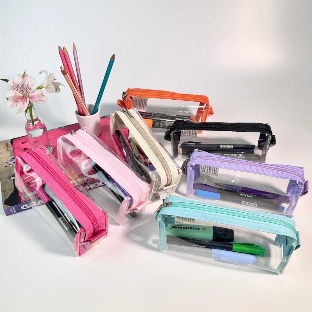 Estojo Escolar Feminino Masculino Transparente Pvc Estojo Box Estojo Escolar Infantil Material