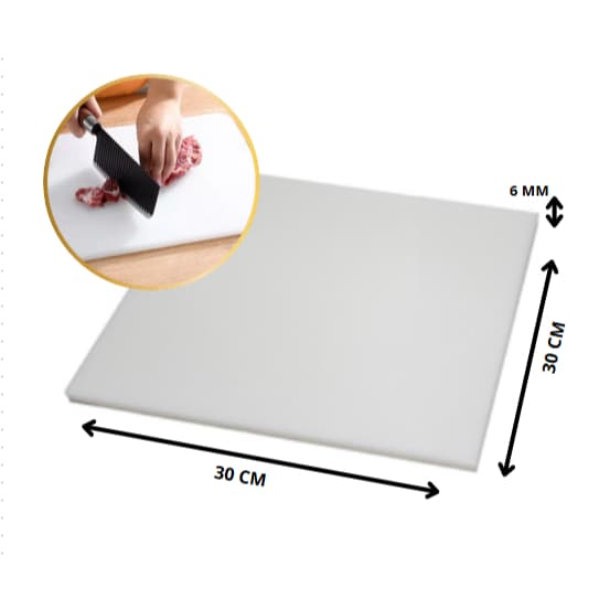 Tábua Quadrada De Corte Placa De Polietileno Pead Açougue 6mm X 30cm X 30cm