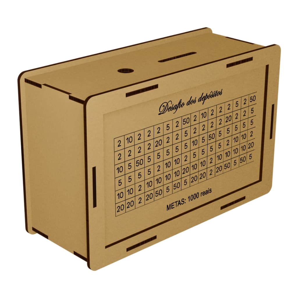 Caixa Cofre Decorativo em Mdf Cru Desafio 1Mil Caixa de Dinheiro !!