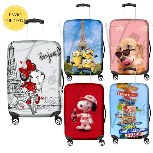 Capa de Mala para Viagem Protetora Estampas Personagens