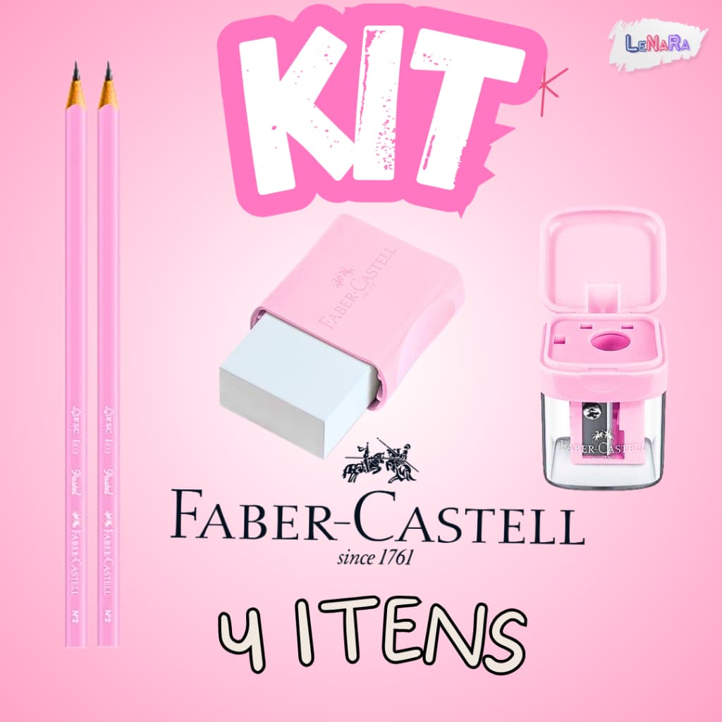 Kit Faber-Castell Escolar 2 Lápis de Escrever + 1 Borracha + 1 Apontador Volta ás aulas e Escritório