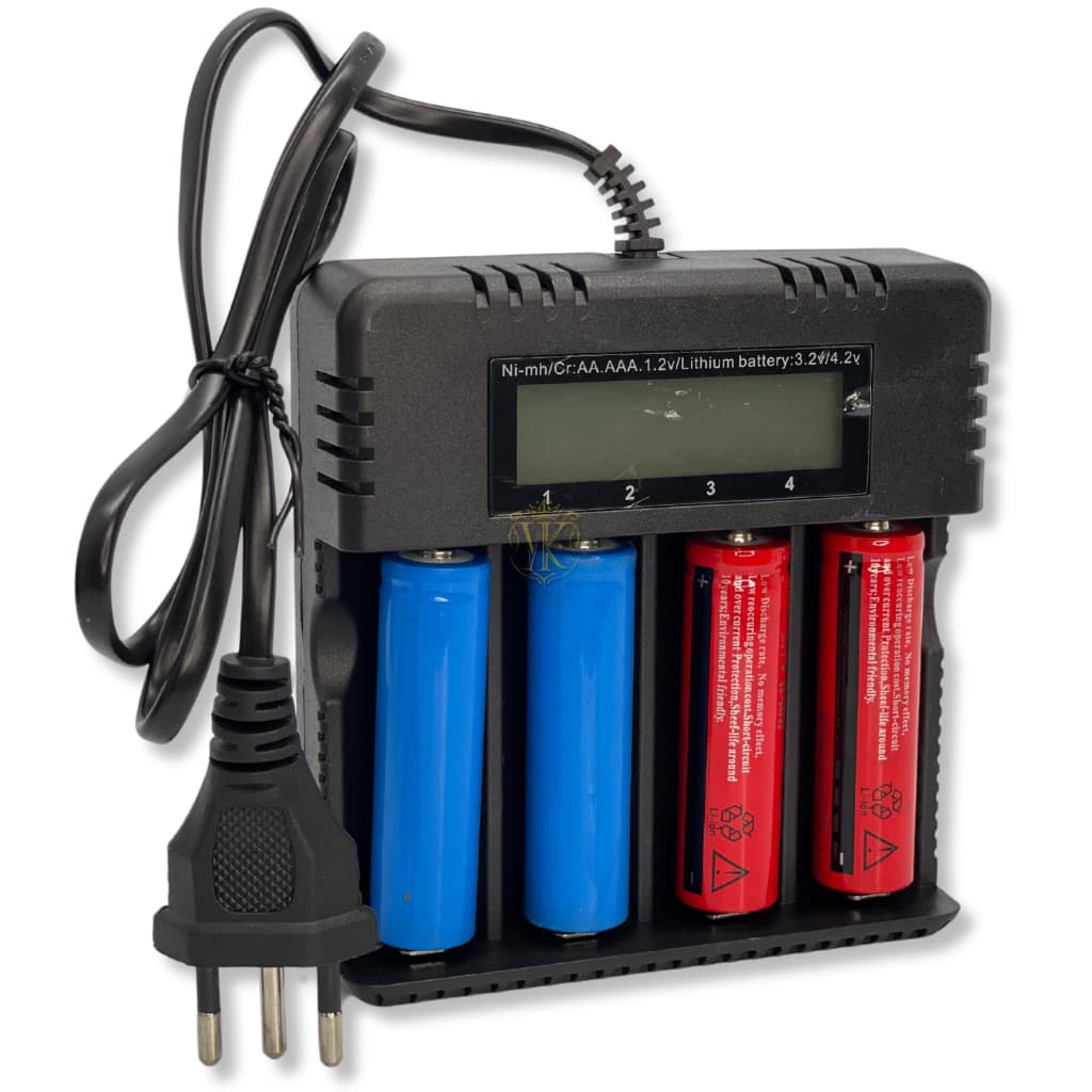 Carregador de Pilhas 4 Compartimentos Universal Tela LED Carregue Inteligente Gaste Menos
