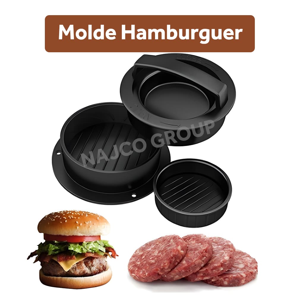 Molde Para Hambúrguer Prensa Forma 5 peças Base Removível Grande e Pequena