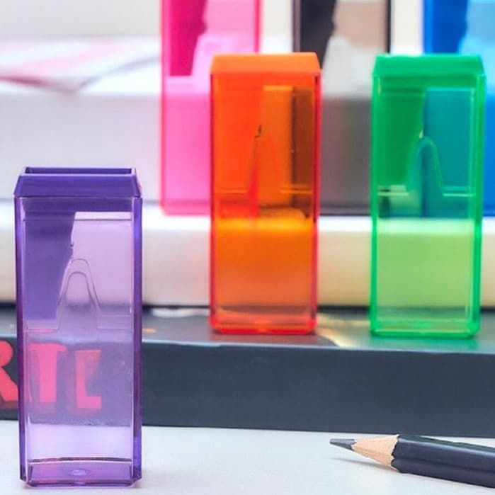 Caixa Apontador com Depósito Apontador de Lápis Material Escolar Volta as Aulas Atacado Coloridos