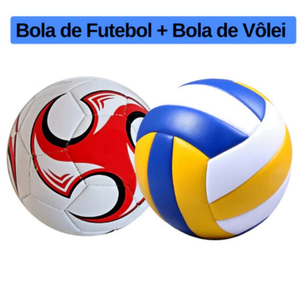 Kit Bola De Futebol Campo Tamanho Oficial Original + Bola De Vôlei Praia Quadra