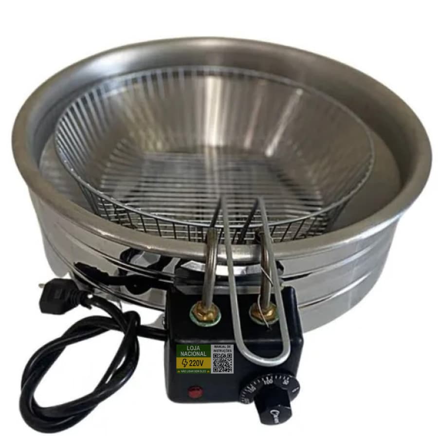Fritadeira Elétrica com Óleo 10L Tacho Redondo Pastel Coxinha Batata Salgado Loja Nacional