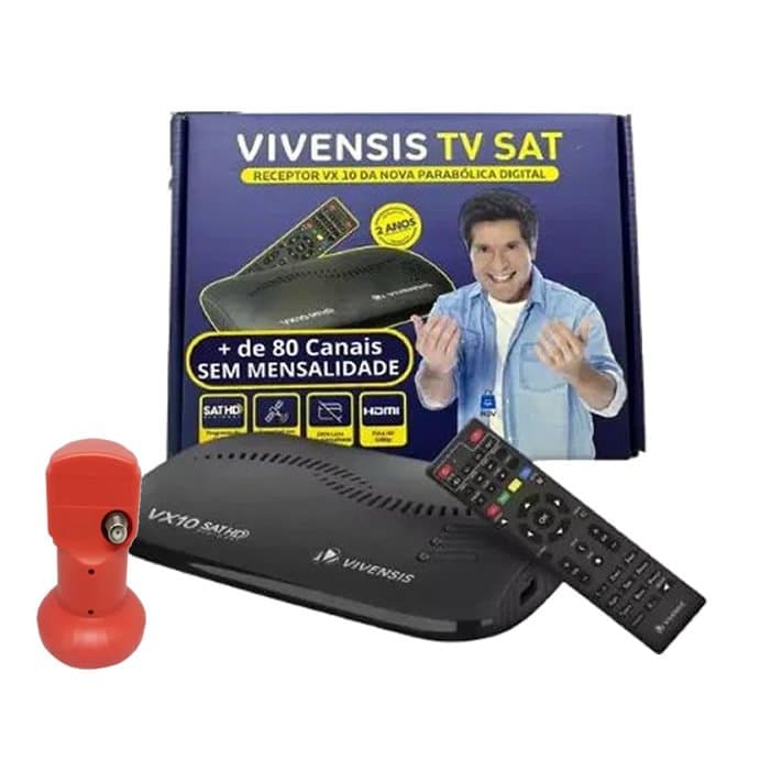 Kit VX10 - 1 Receptor vx10 + 1 Lnbf ku simples alto ganho vivensis