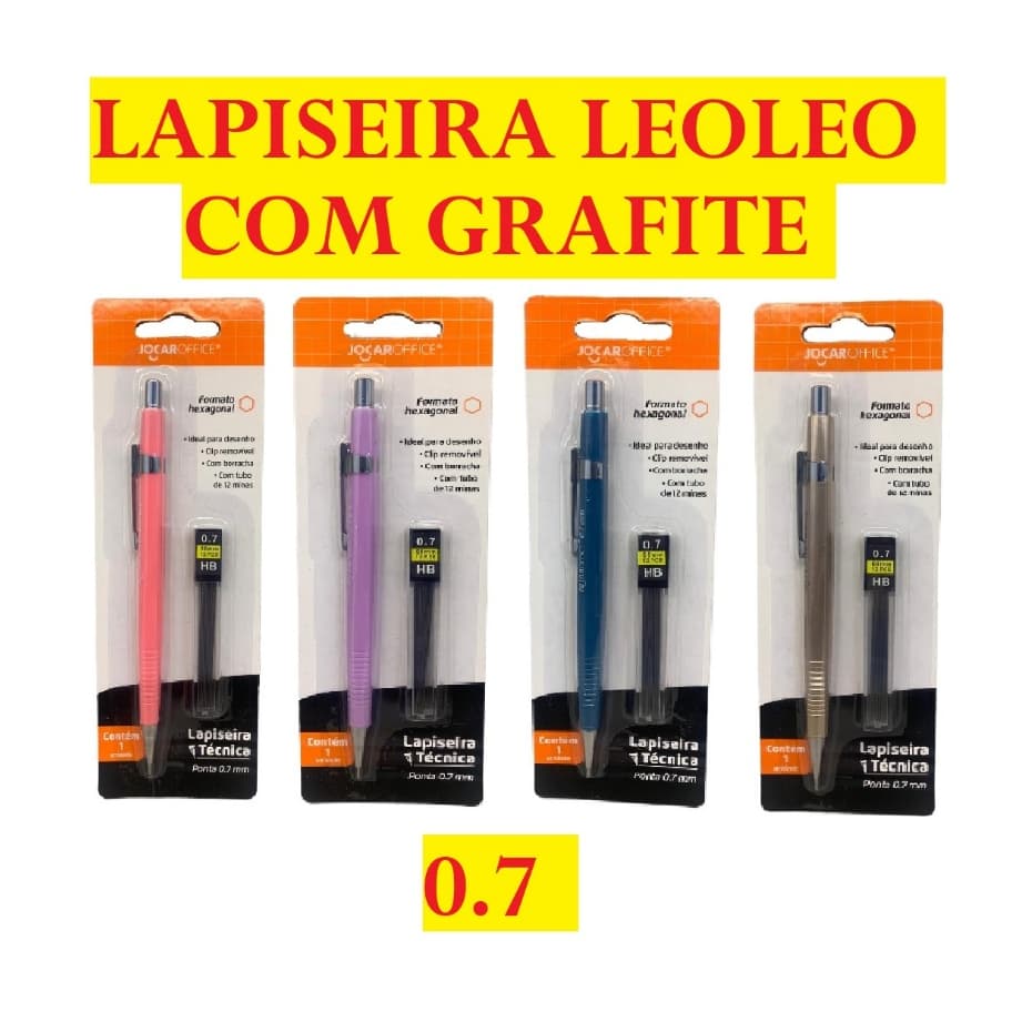 Lapiseira Leo Leo 15Cm 0.7 Com Tubo Contendo 12 Grafites Para Escrita Escolar Lápis Útil Escritório