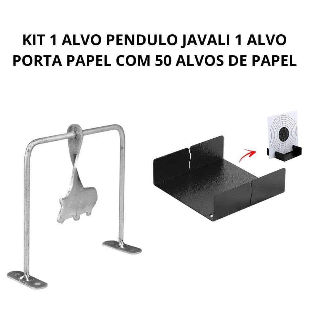 Kit 1 Alvo Giratorio Pendulo Suporte Porta Alvos de Papel Base Plana Com 50 Alvos De Papel 17 cm x 17 cm