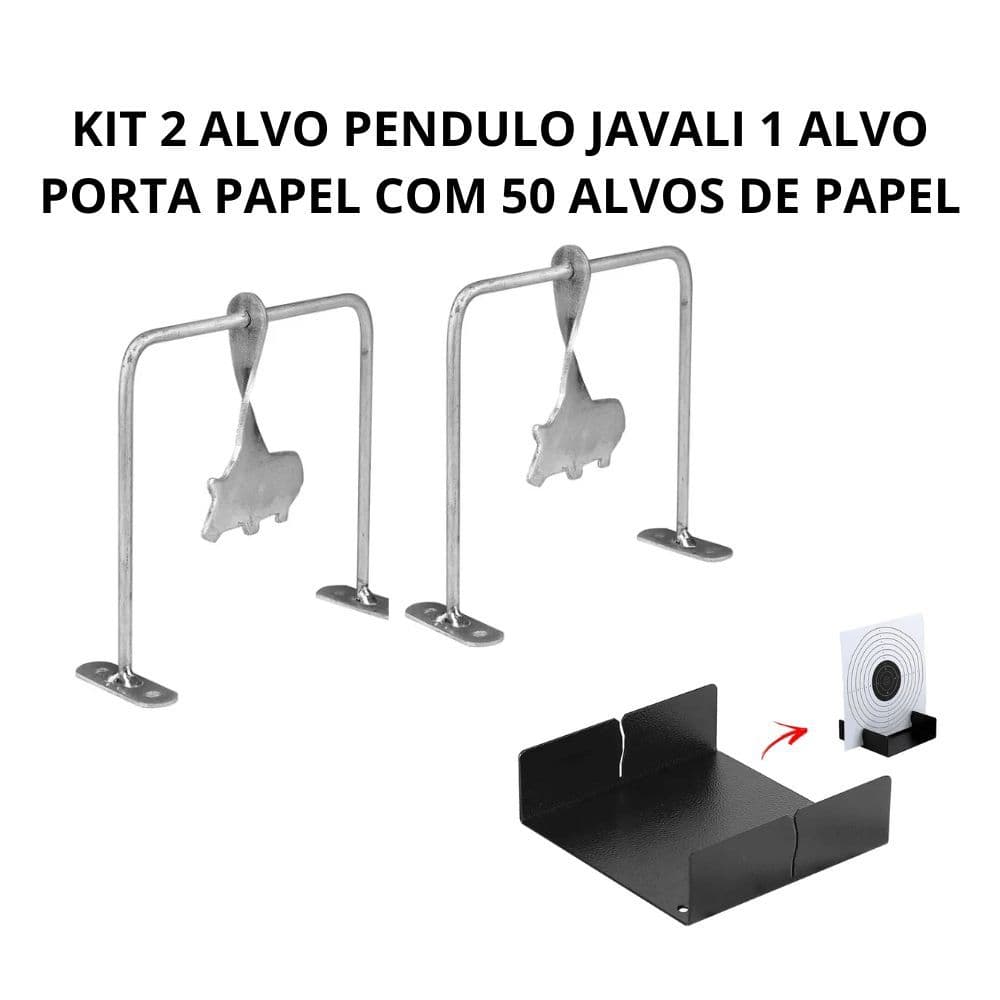 Kit 2 Alvo Giratorio Pendulo Suporte Porta Alvos de Papel Base Plana Com 50 Alvos De Papel 17 cm x 17 cm