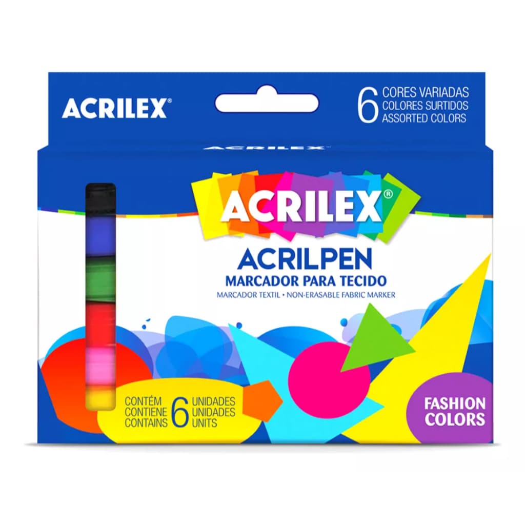Estojo 6 Caneta Para Tecido Acrilpen Cores Vivas Acrilex + Nota Fiscal