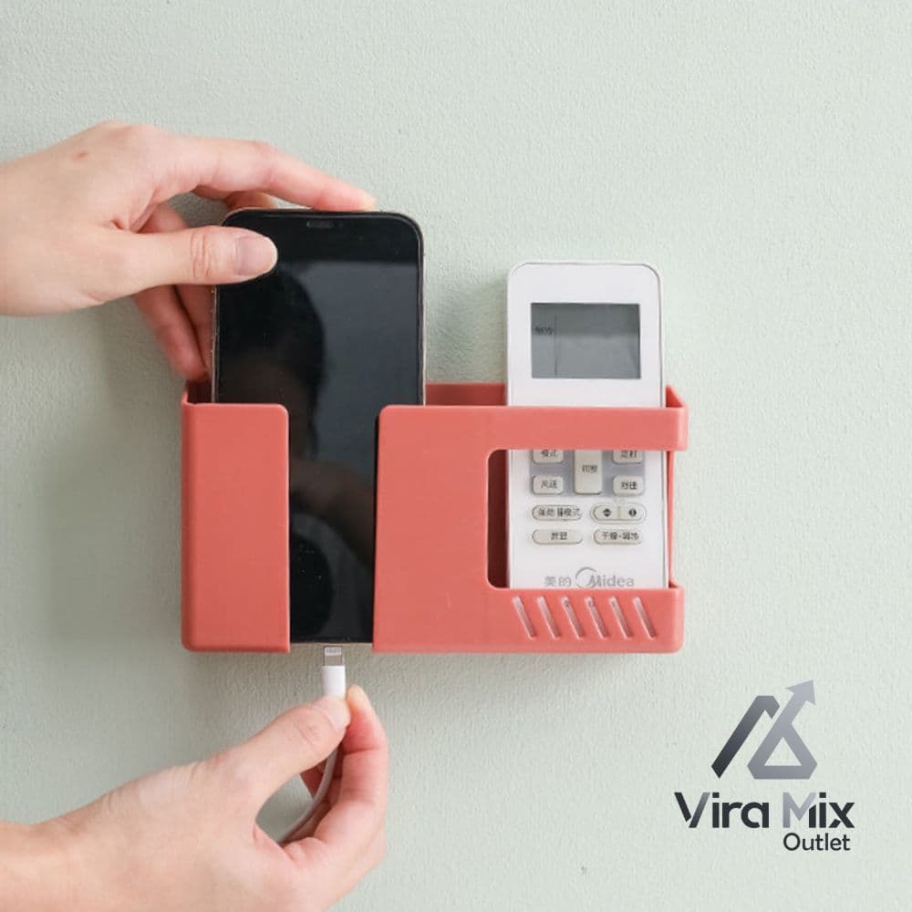 Suporte de Parede Multifuncional 2 em 1 – Porta Celular e Controle Remoto Sem Furo