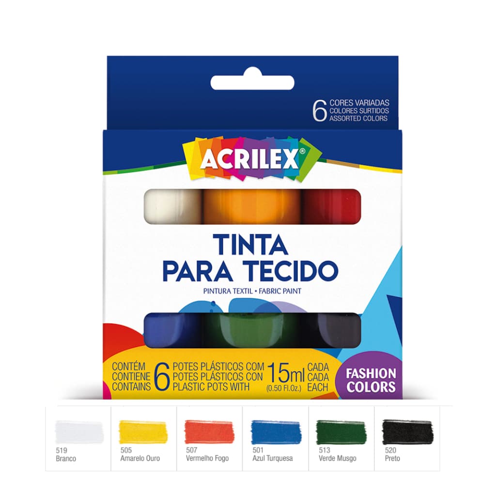 Tinta Para Tecido Art Teen Acrilex C/ 6 Cores 15ml