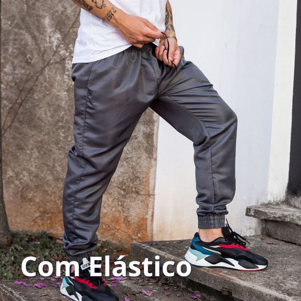 Calça Jogger Masculina Tactel Skinny Punho na Barra 2 Bolsos 416