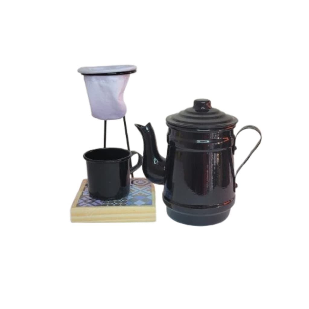 KIT PRIMER - SUP. C/ REFIL + 1 BULE + 1 XICARA EM ALUMÍNIO PRETO