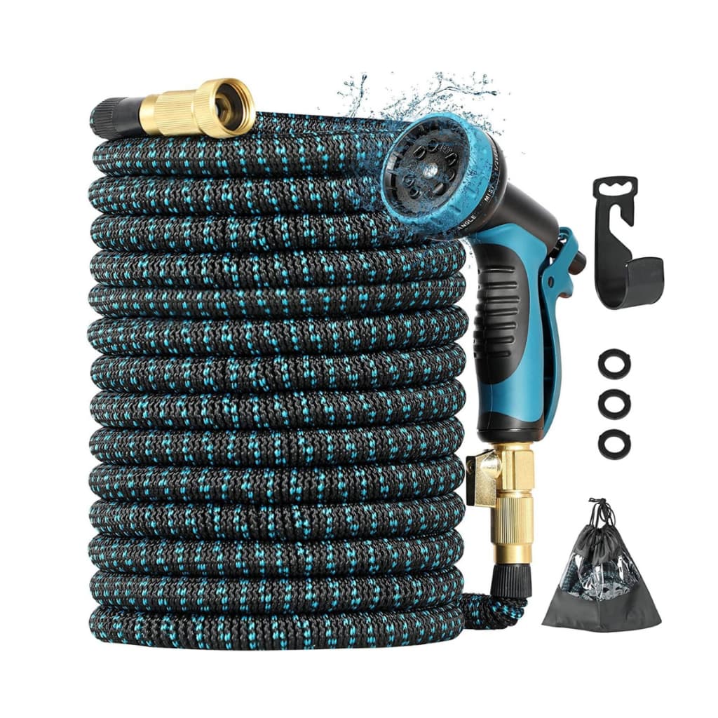 Mangueira de Jardim 30 Metros Expansível Borracha Polyester Reforçada Kit Completo com Bico Esguicho Bolsa Suporte