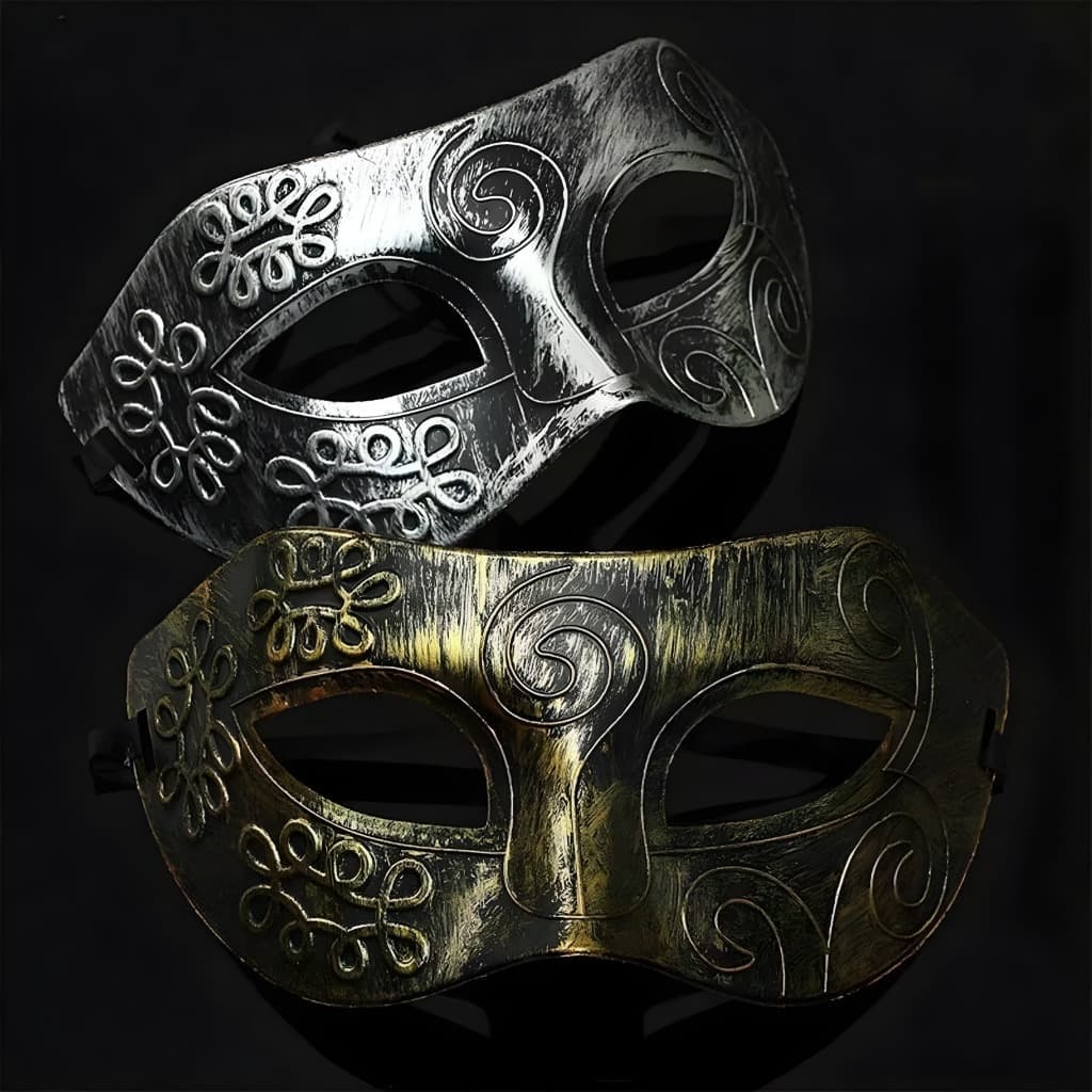 KIT COM 2 MÁSCARAS GLADIADOR FESTA FANTASIA BAILE CARNAVAL