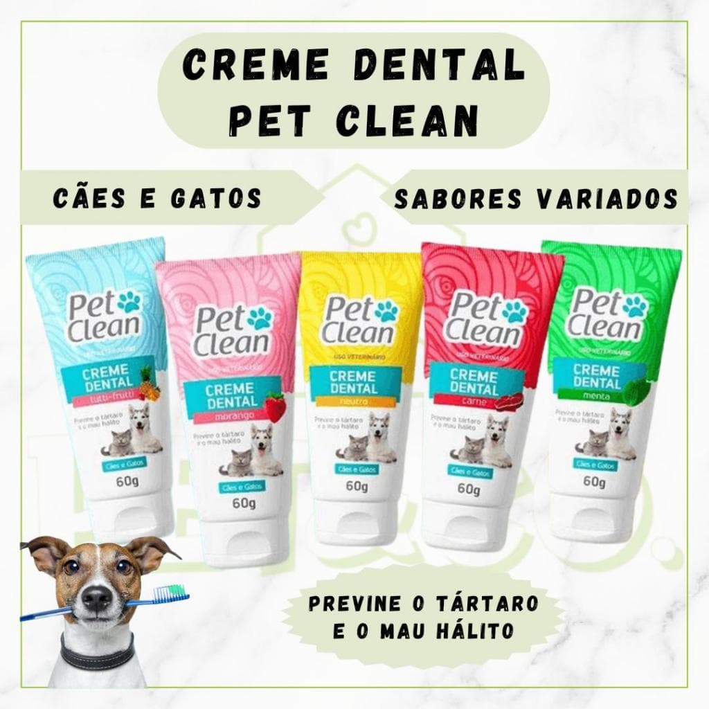 Creme Dental Pet para Cachorros e Gatos Pet Clean