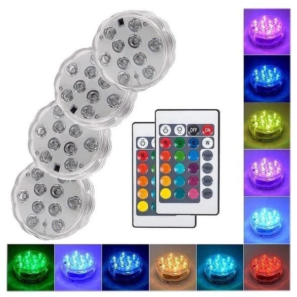 Lâmpada Led Submersível Com Luz De Nadar Piscina Rgb Led Subaquática Luz + Controle Remoto
