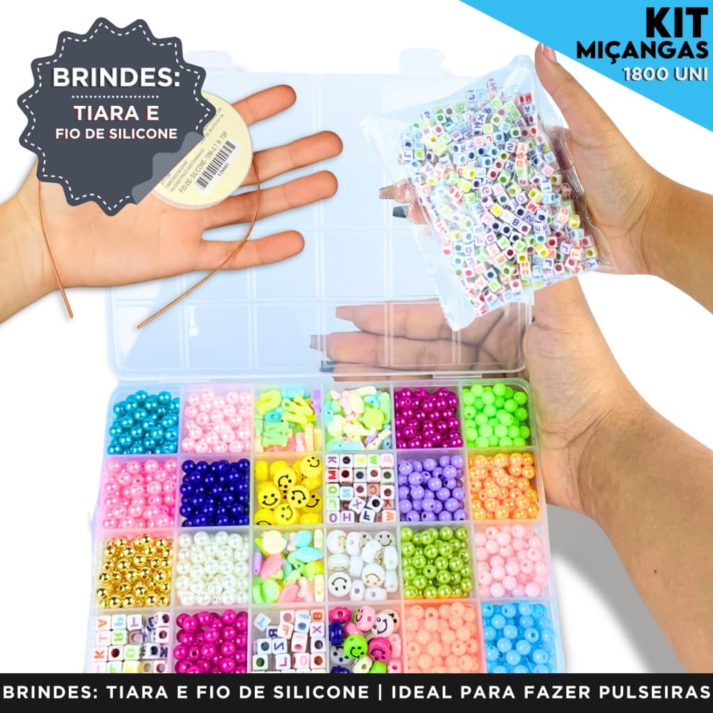 Kit De Miçangas 1800 peças Para Pulseirinha Infantil - Aero
