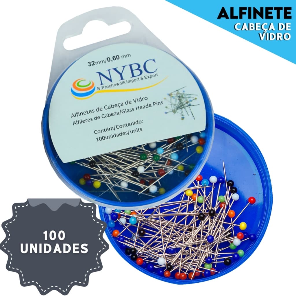 Alfinete Cabeça de Vidro - Com 100 Unidades - Aero