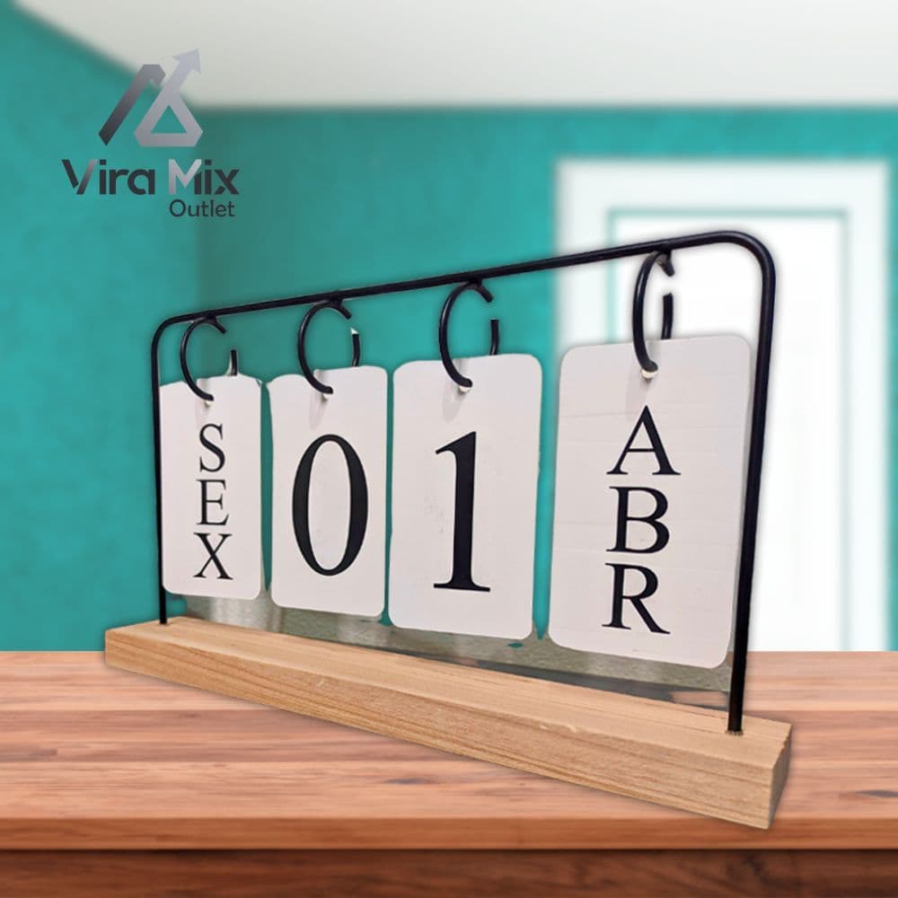 Calendário Permanente de Mesa com Plaquinhas – Decorativo para Casa e Escritório