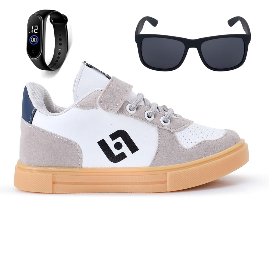 Tenis Infantil Casual Sapatenis Meninos Meninas Street Calce Facil + Oculos Relogio