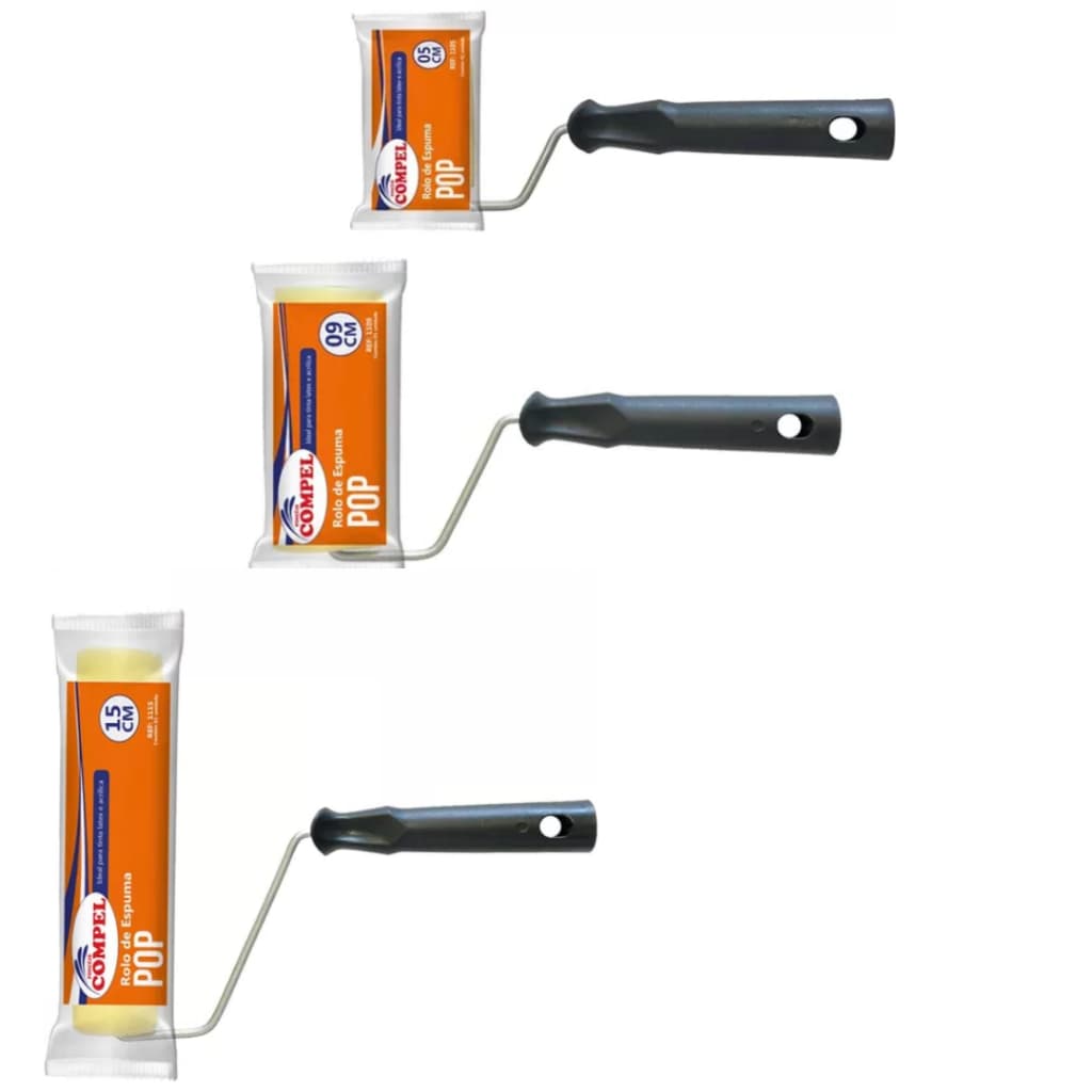 Kit 3 rolo espuma para pintura 5, 9 e 15cm COMPEL