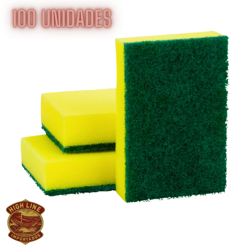 Kit c/ 100 Esponjas de Louça P Multiuso Bucha de Lavar Dupla Face Limpeza Leve e Pesada