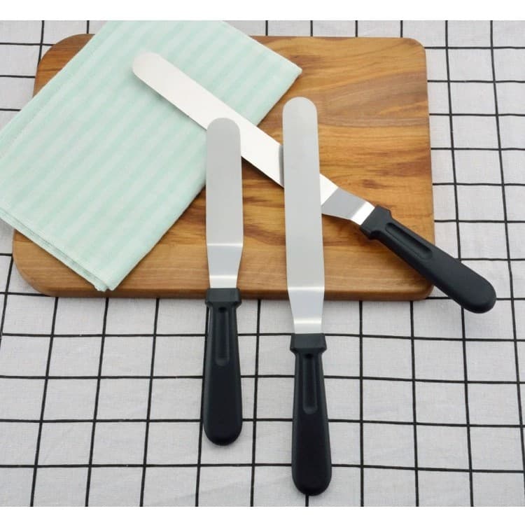 37cm/32cm/27cm Espatula De Bolo Inox Reta E Curvada Cabo Plastico