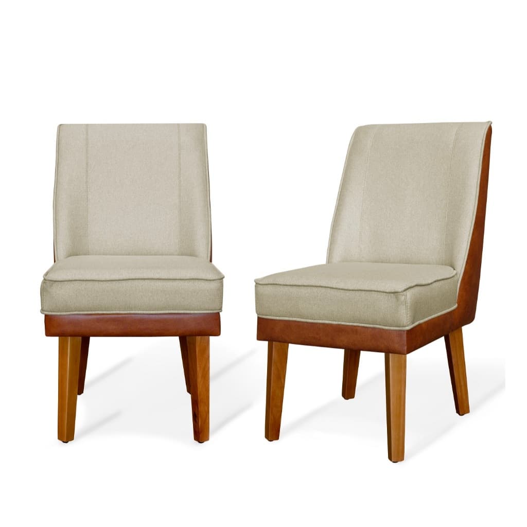 Kit 2 Cadeiras Jantar Virgínia Linho e Courissimo- Meu Lar Decorações
