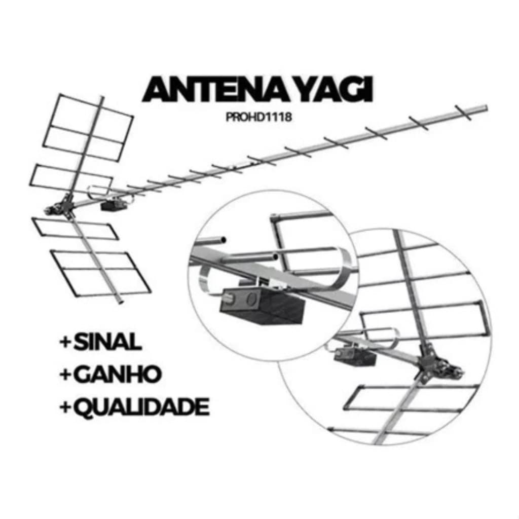 Antena Externa UHF Yagi Pro Eletronic PROHD-1118 18Dbi