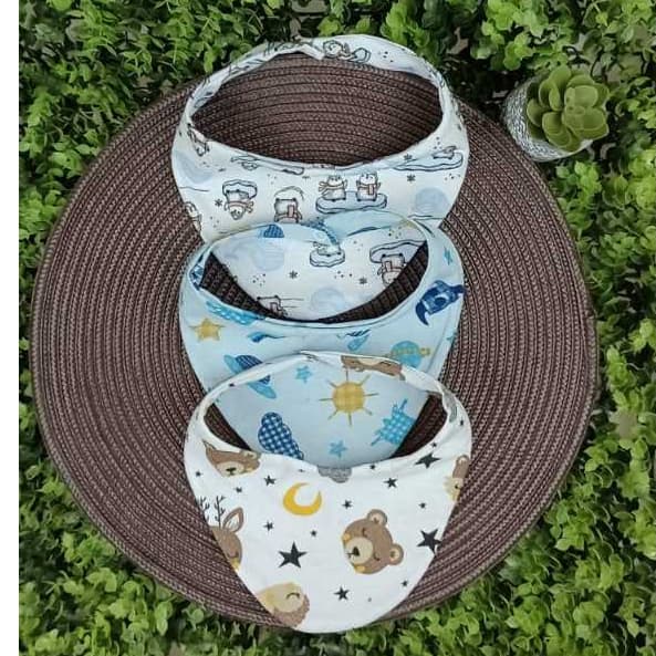 Babador Bandana Bebê Menino 100% Algodão kit com 3