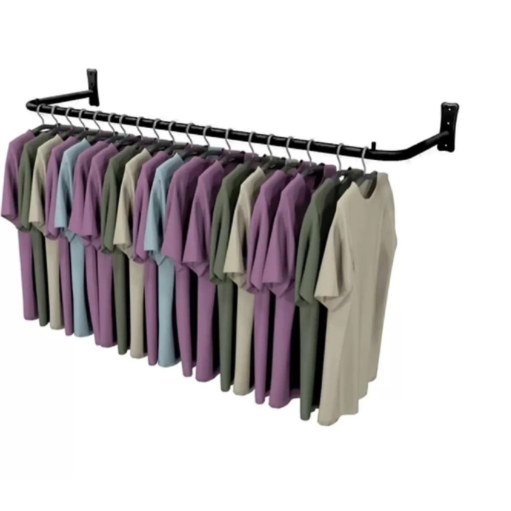 Arara para Roupas 1,20m Preto de Parede