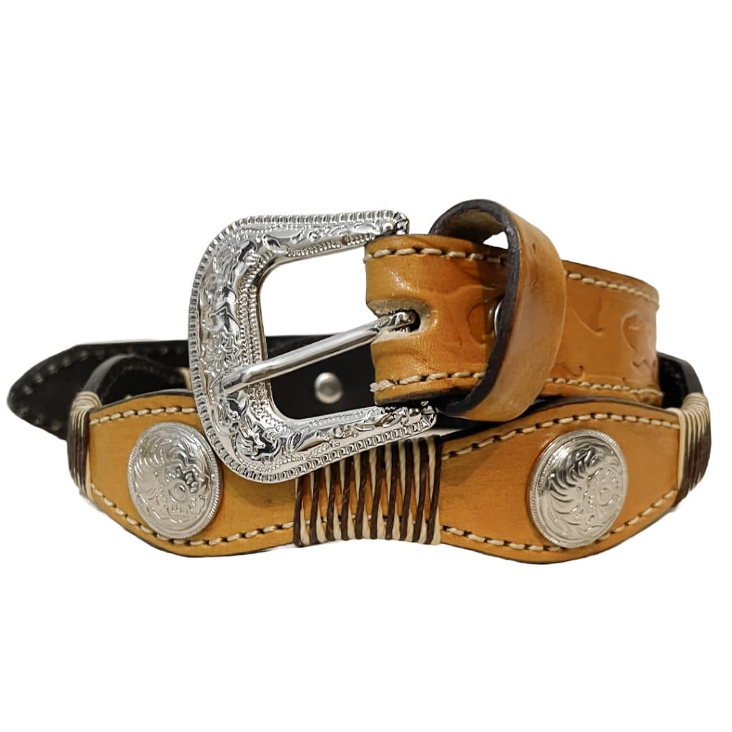 Cinto Infantil Artesanal Em Couro Legítimo Com Apliques E Trançado