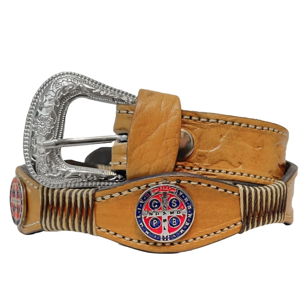 Cinto São Bento Infantil Em Couro Trançado Artesanal Perfeito Para Festas Country