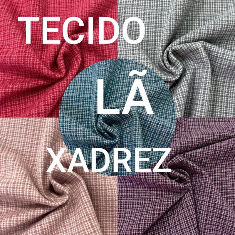 TECIDO LÃ XADREZ - 100% POLIÉSTER - 1 m x 1,50m