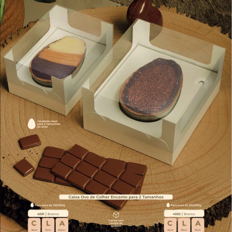 10~40 CAIXAS OVO DE PÁSCOA AJUSTÁVEL COLHER 150/250/350g IDEIA BRANCA / KRAFT OFF