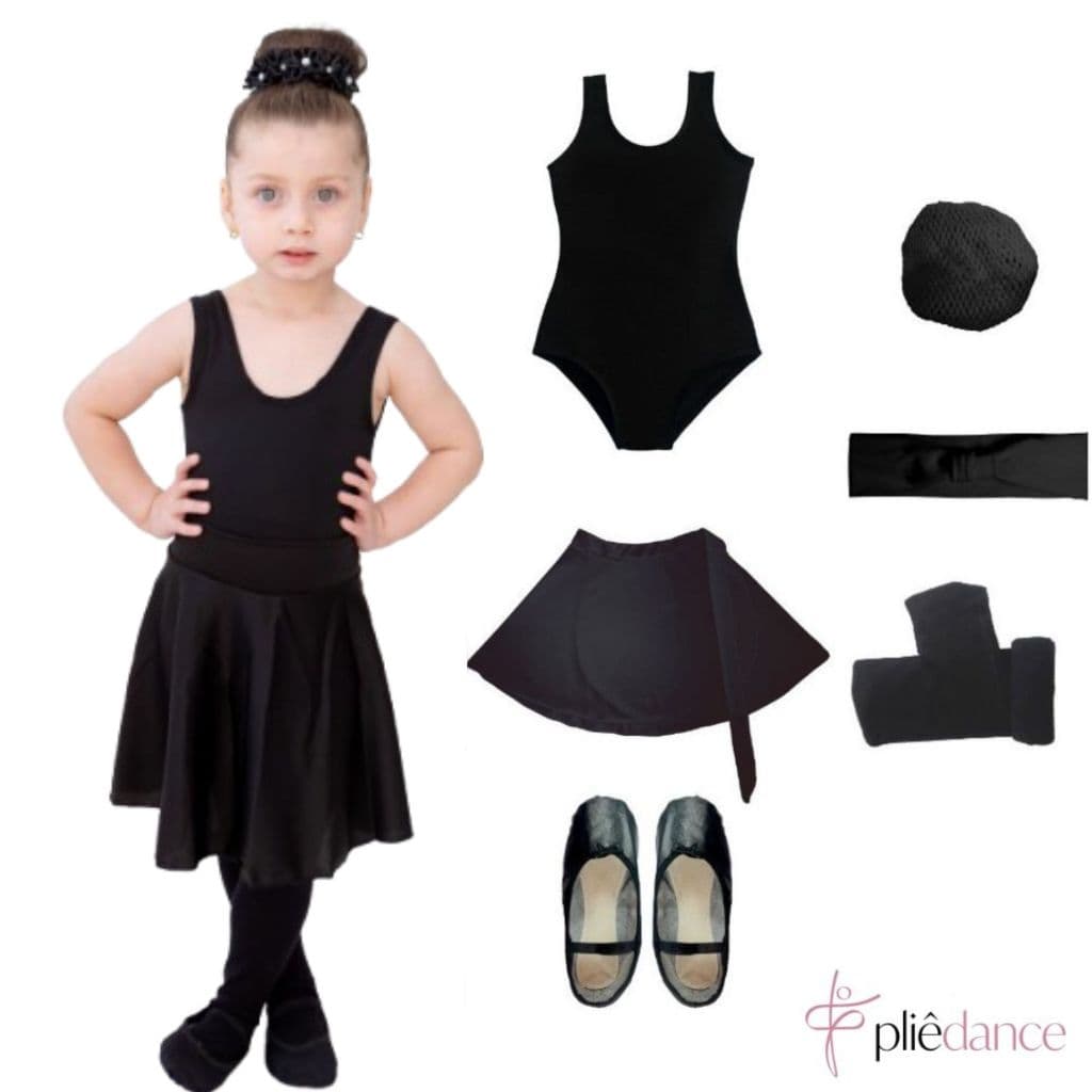 Kit Infantil Ballet Suplex Baby Class Preto 6 Itens
